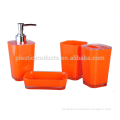 Square shape orange plastic bathroom set for wholesale